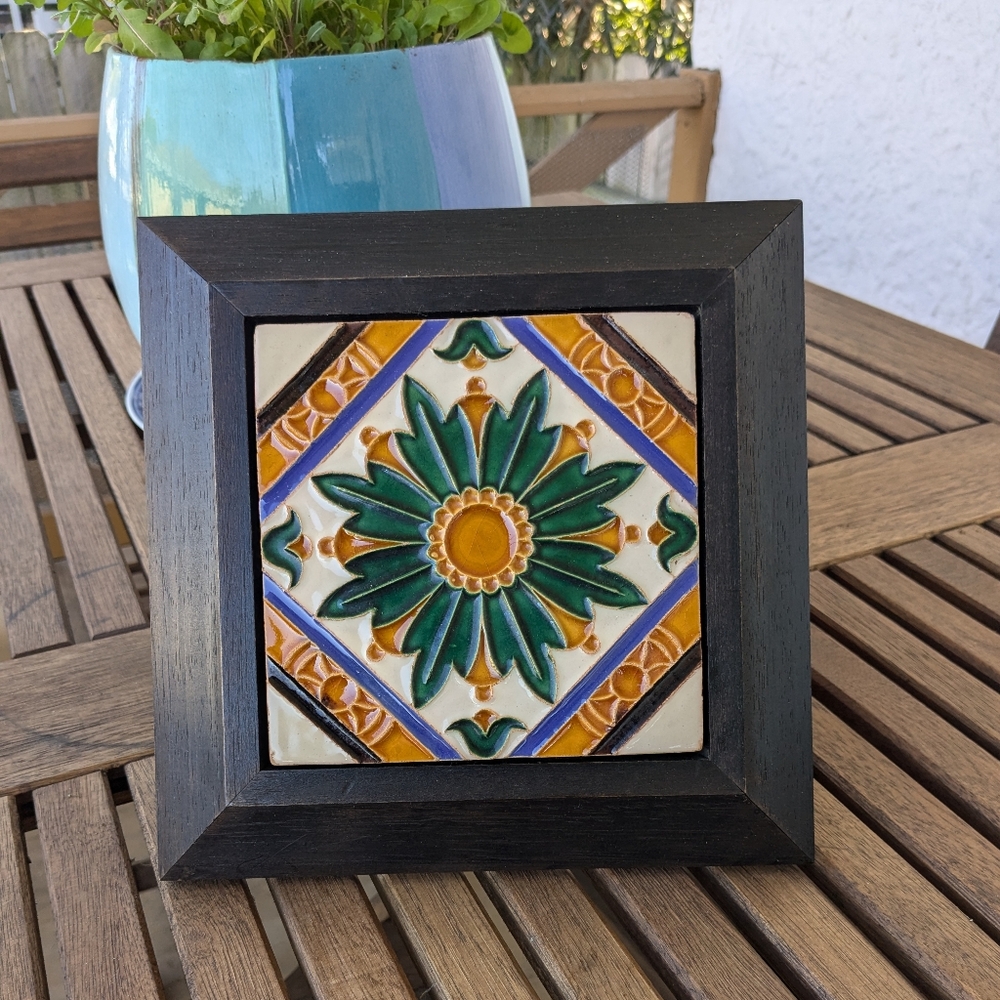 Vintage Spanish tile wall hanging
